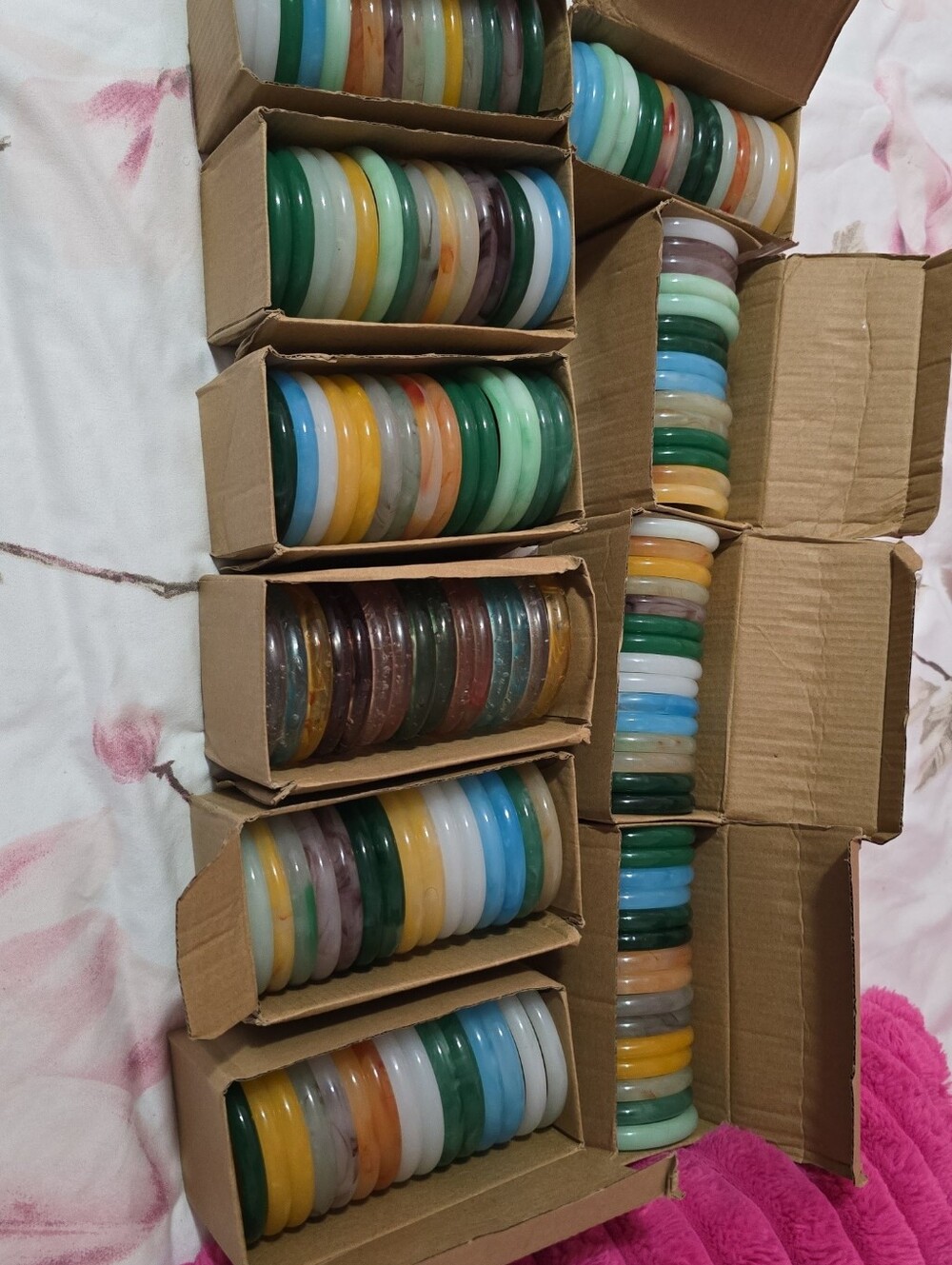 Assorted Colorful Round Bangle Bangles Stack - Mixed Colors 15pcs (1 box for $25